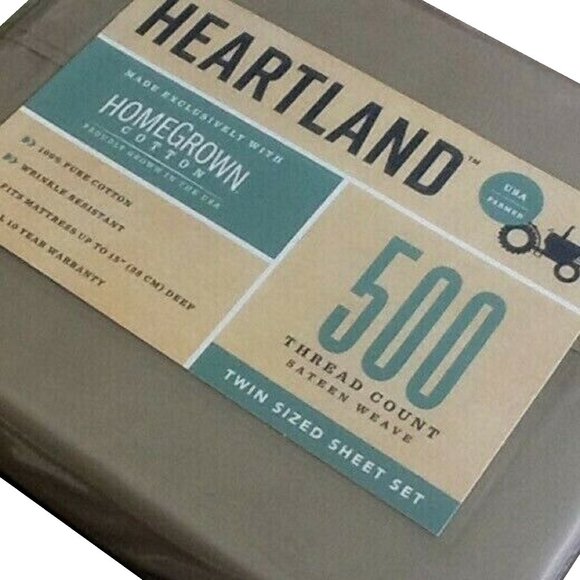 brand new KHAKI Heartland 500 TC Wrinkle Resistant 100% Cotton TWIN Sheet Set - Picture 1 of 12